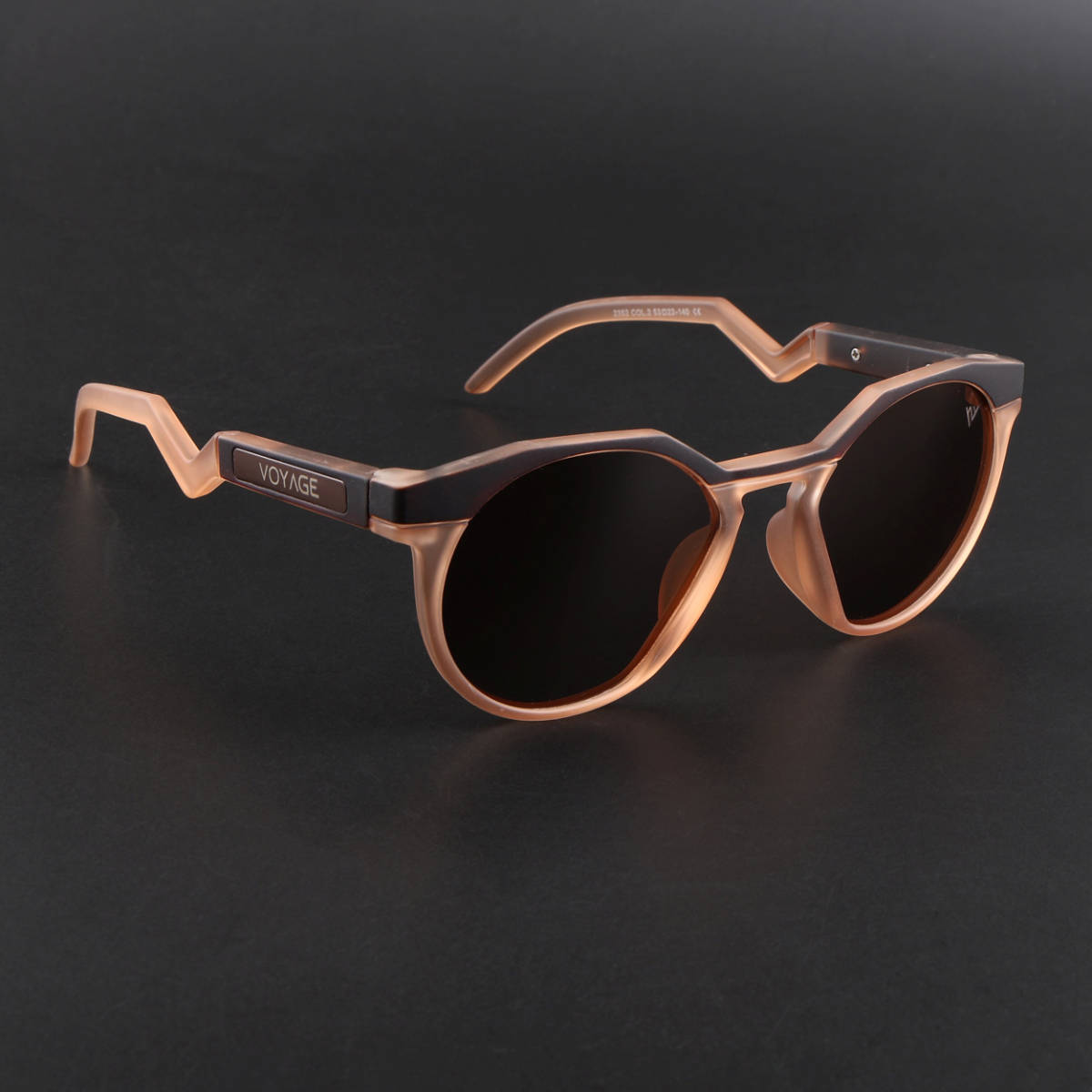 Voyage Unisex Round Sunglasses Brown Lens with Black & Brown Frame (PMG6565) (53)