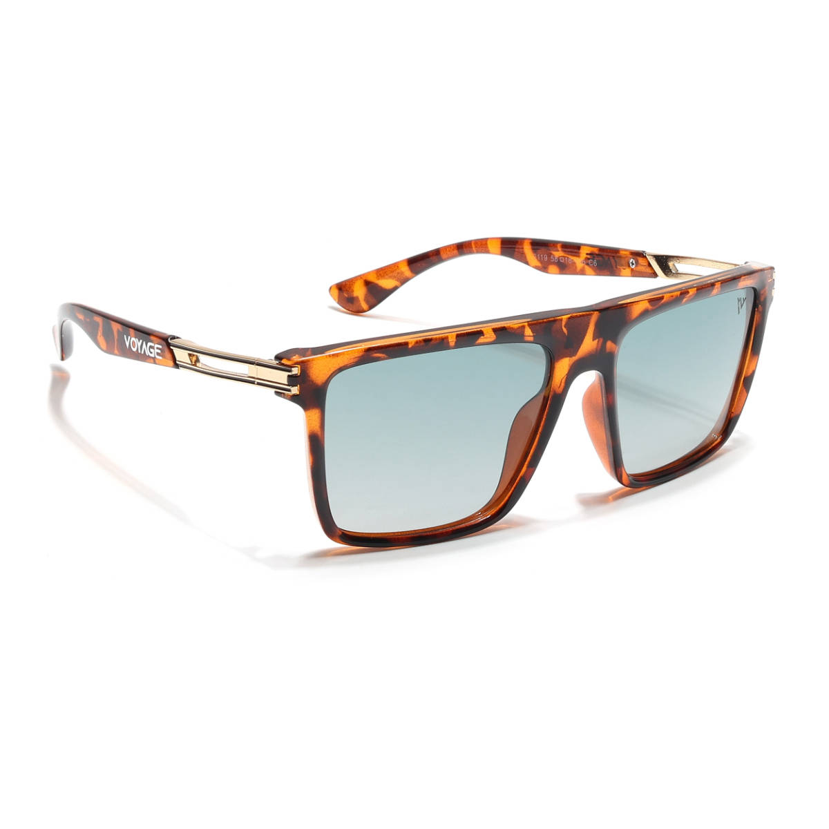 Voyage Unisex Square Polarized Sunglasses Green & Clear Lens with Brown Frame (PMG6596) (58)