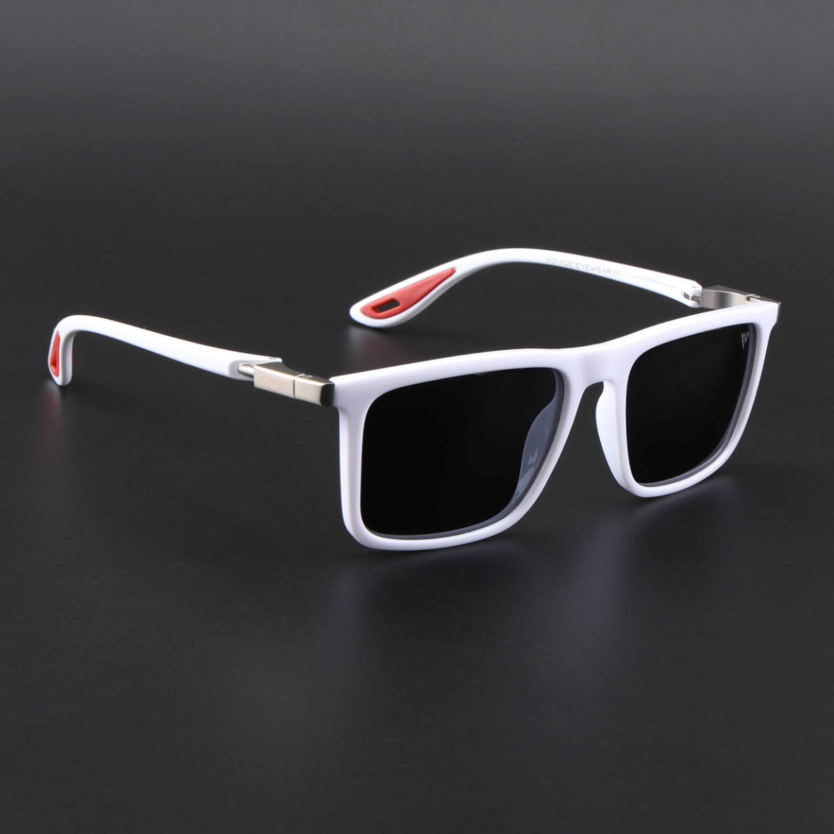 Voyage Unisex Square Polarized Sunglasses Black Lens with White Frame (PMG6649) (53)