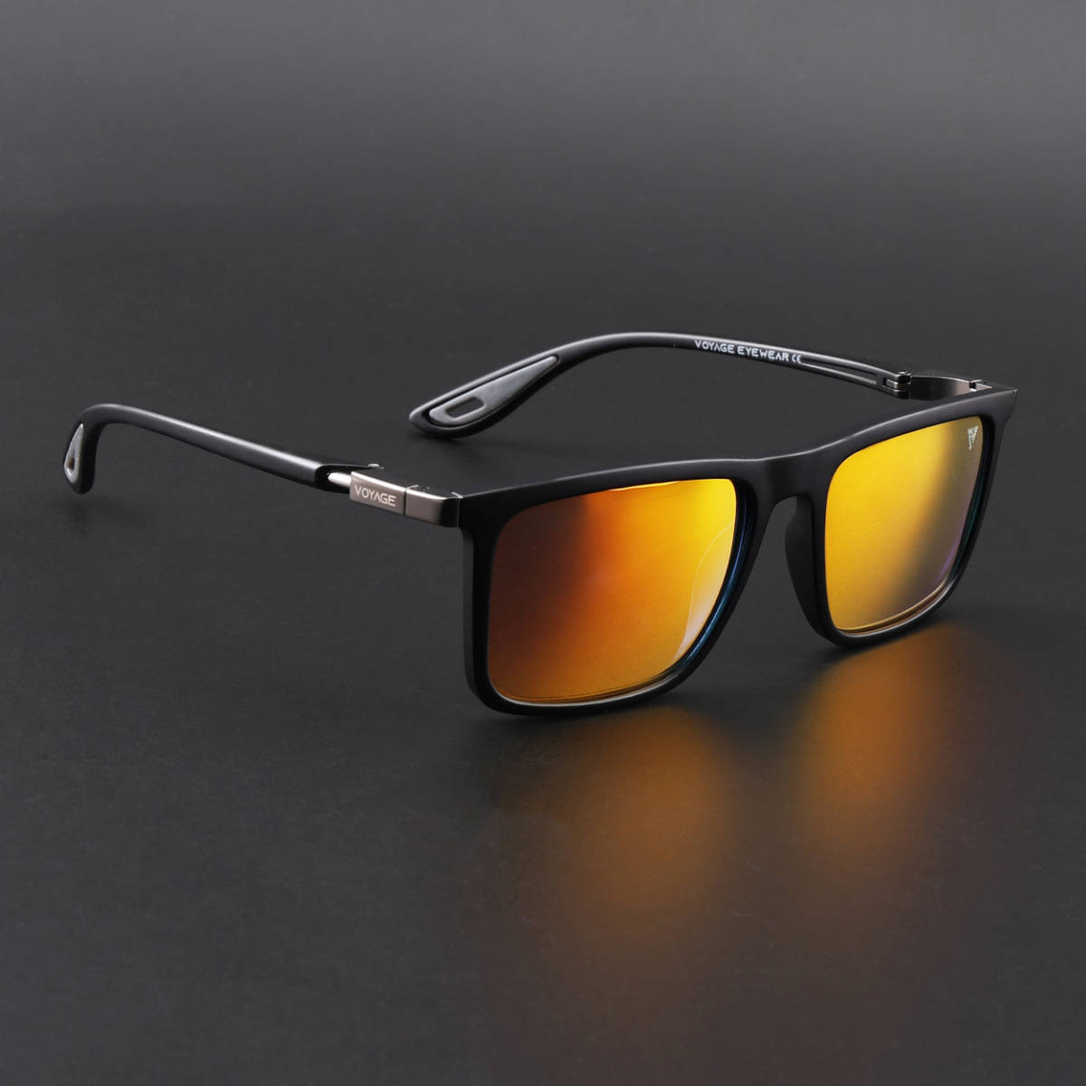 Voyage Unisex Square Polarized Sunglasses Orange Lens with Black Frame (PMG6651) (53)