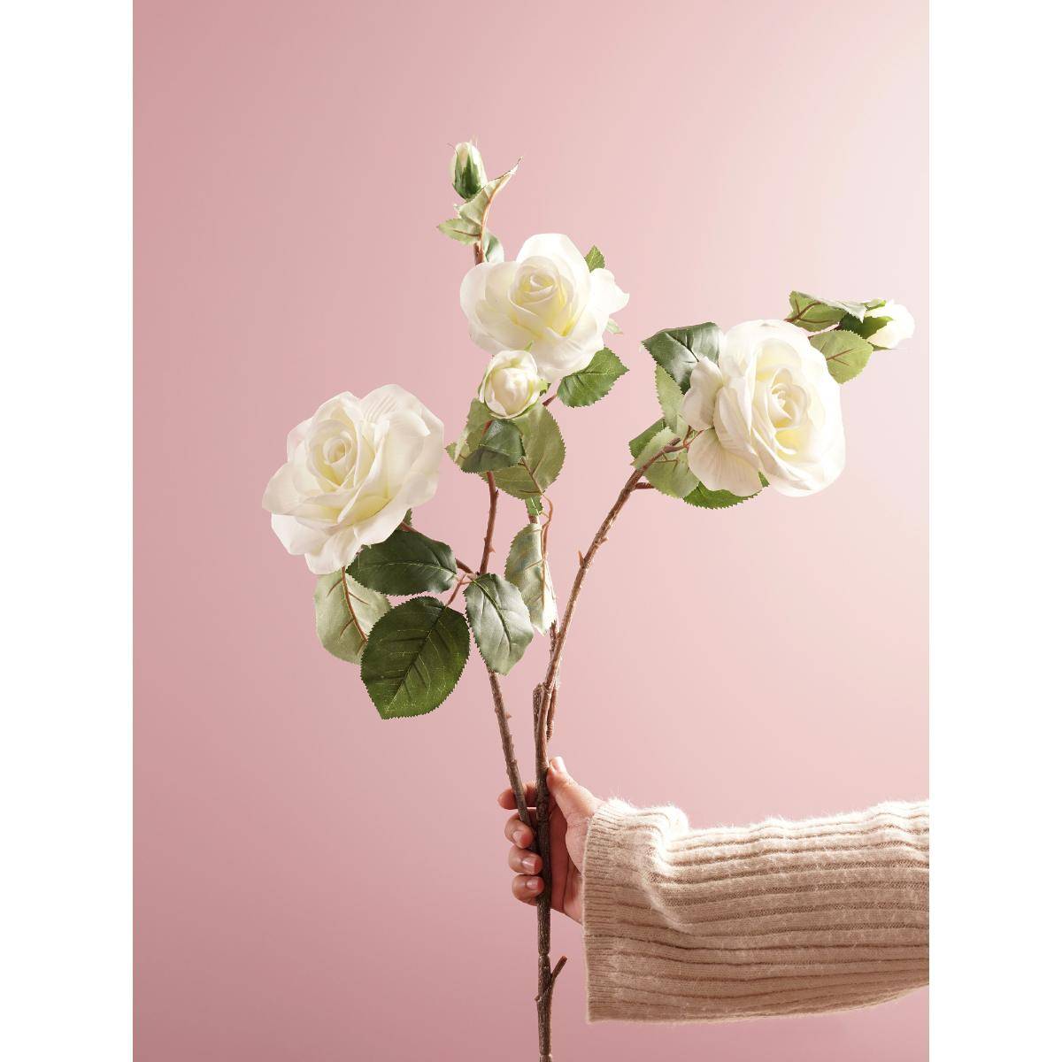 Pure Home + Living Cream Rose Faux Flower Single Stem