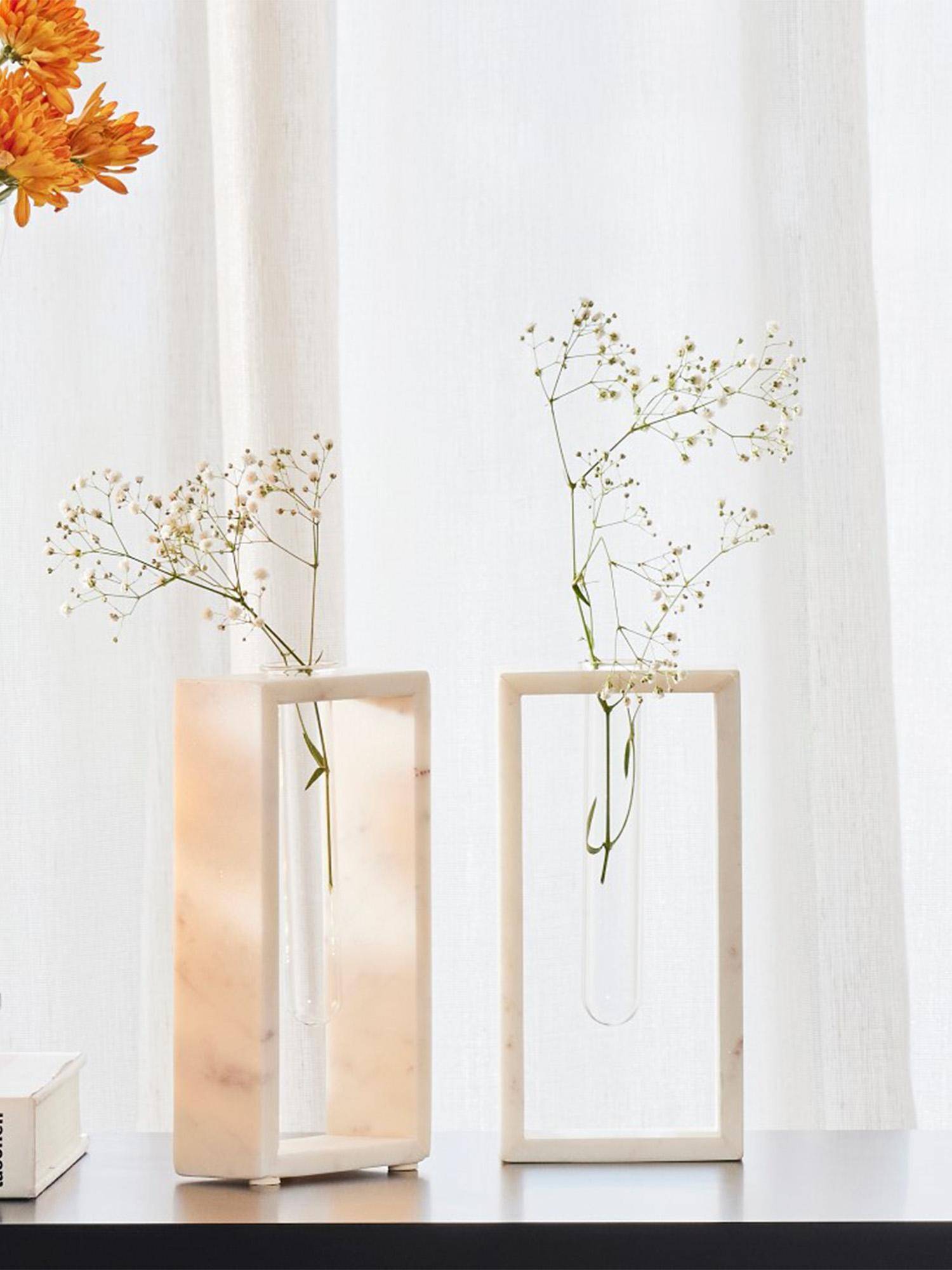 Home Couture Collective Tubule - Ivory Marble Glass Decor Vase