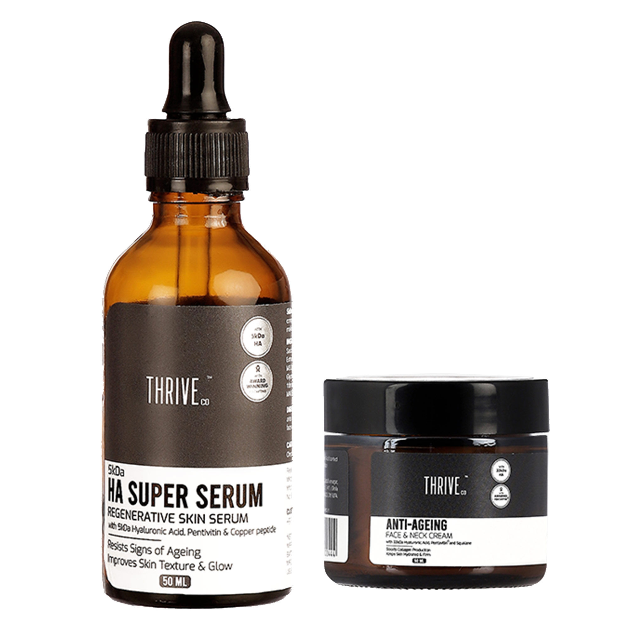 ThriveCo Perfect Anti-ageing Skincare Regimen: 5kda Hyaluronic Acid Super Serum + Anti-ageing Cream