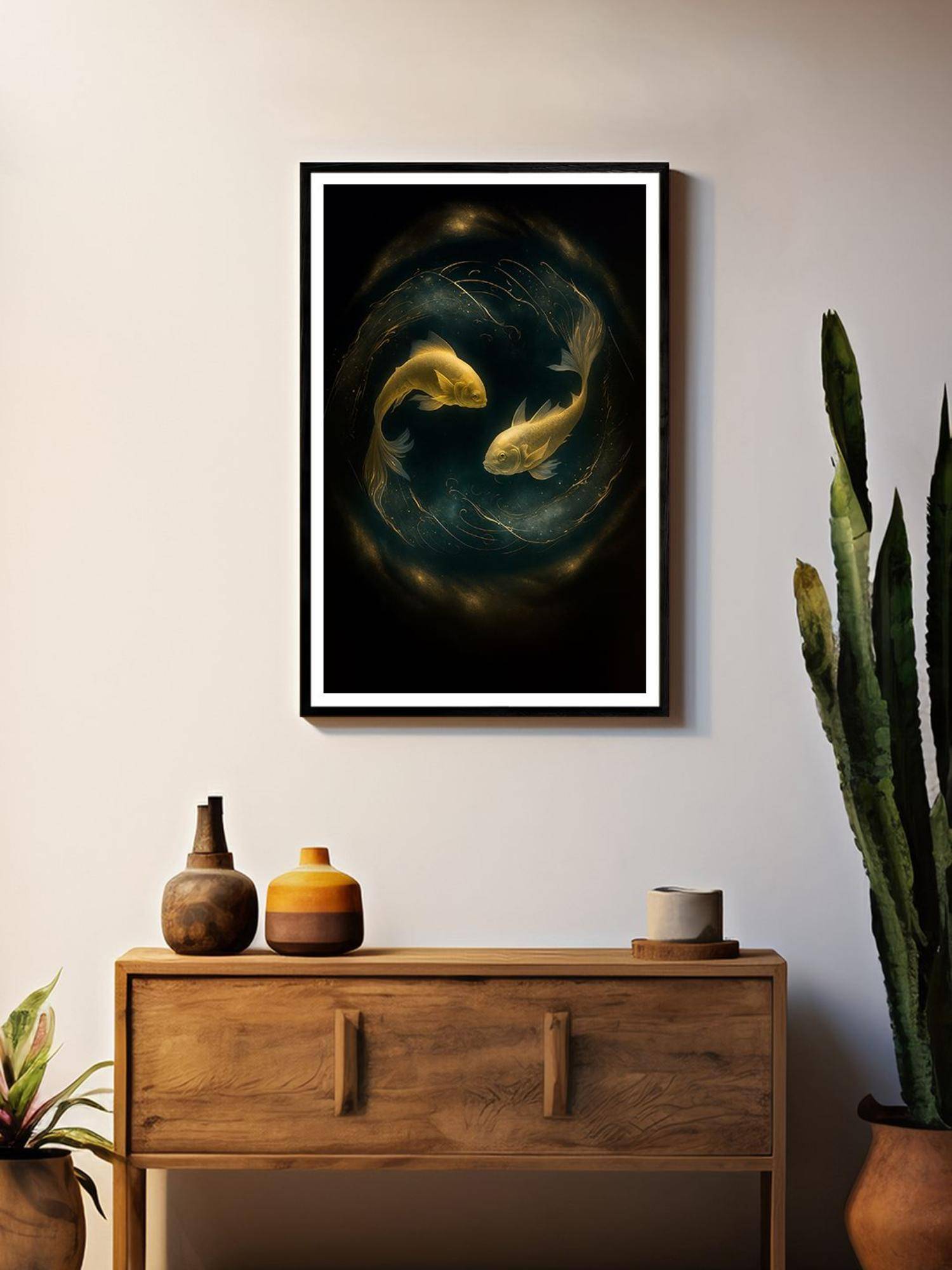 999Store Multi-Color Dual Koi Fish Cosmic Flow Painting