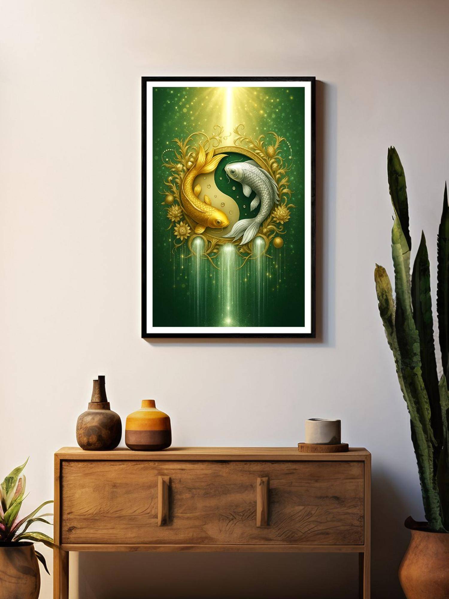 999Store Multi-Color Koi Yin-Yang with Glow Painting