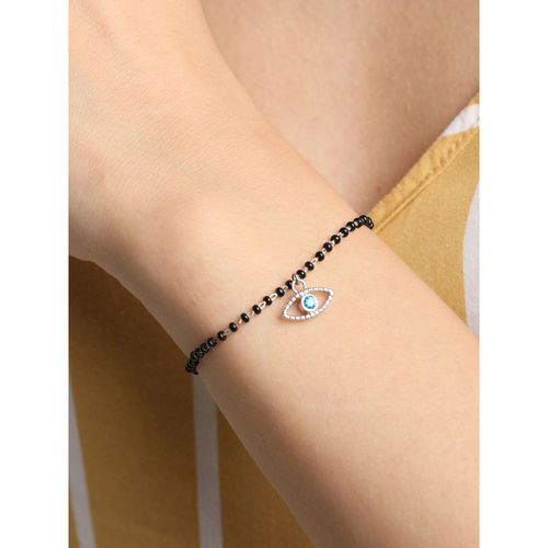 Buy CLARA 925 Silver Rhodium Plated Black Beads Evil Eye Bella