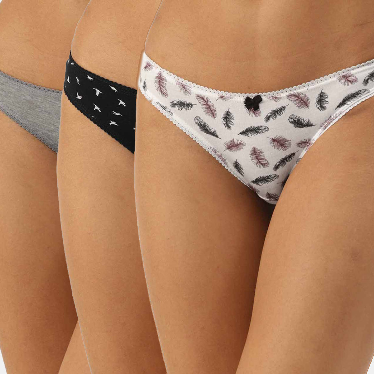 Women Panties,Thongs ILUSION Mexico Size M. Black&White Striped W/ Floral  Gauze