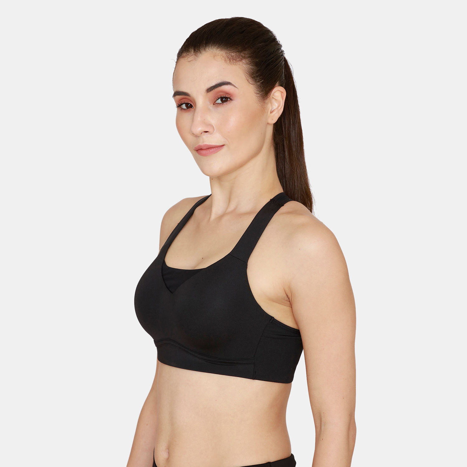 Zivame High Impact Padded Wide Waist Band Sports Bra Black Buy