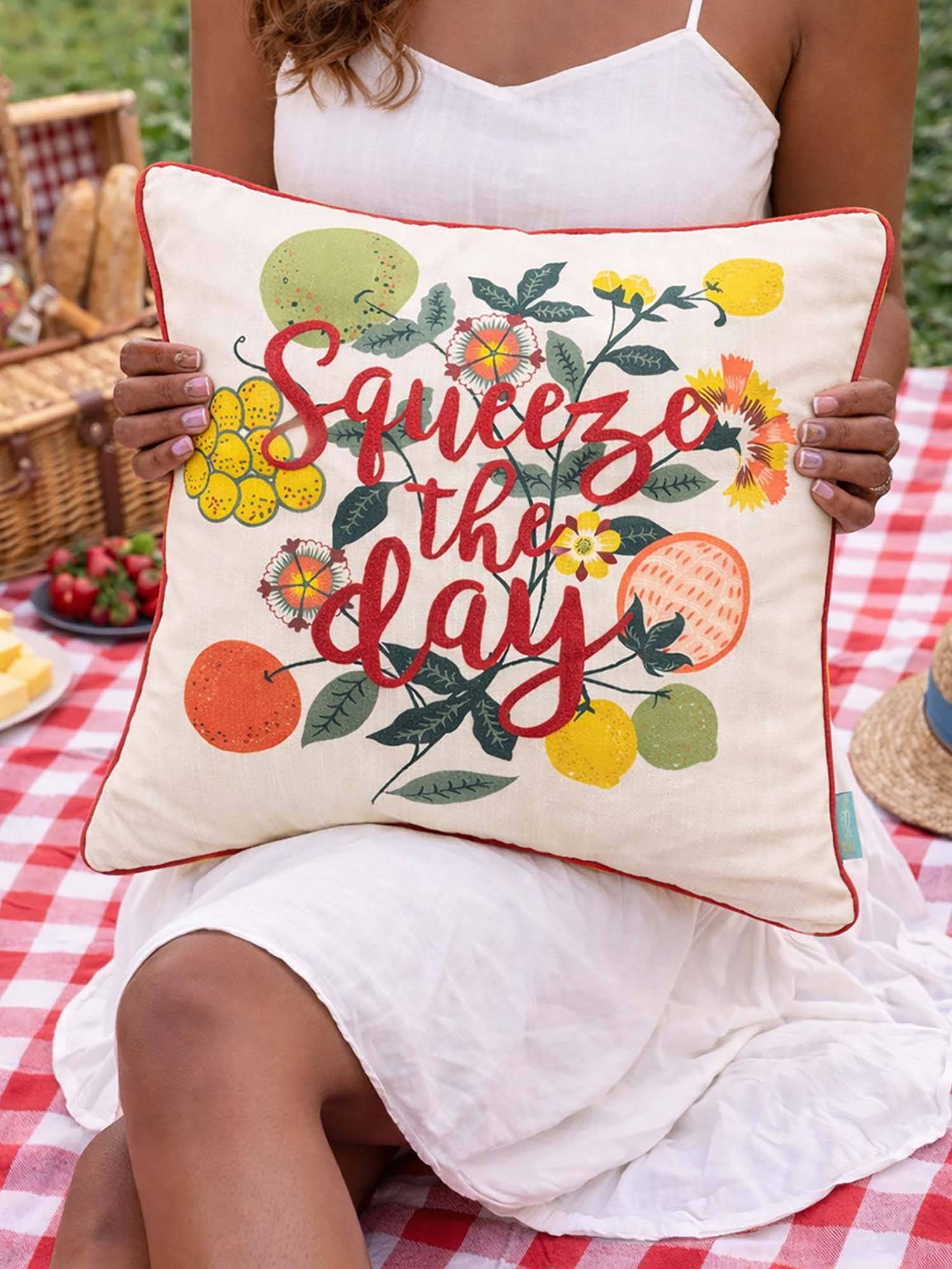 Chumbak Squeeze the Day Citrus Zest Cushion