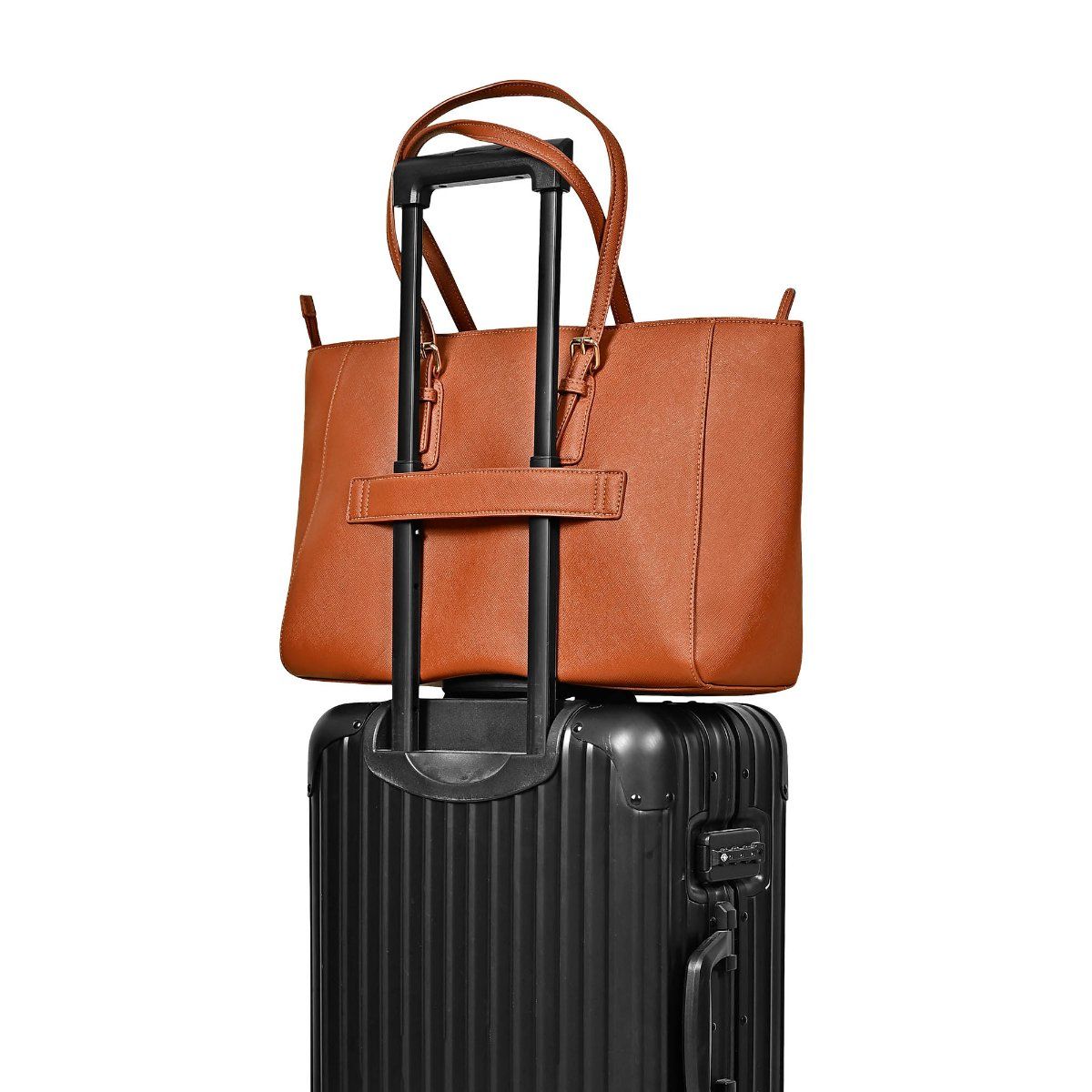 Buy Eske Myriane Tan Solid Vegan Leather Office Tote Online