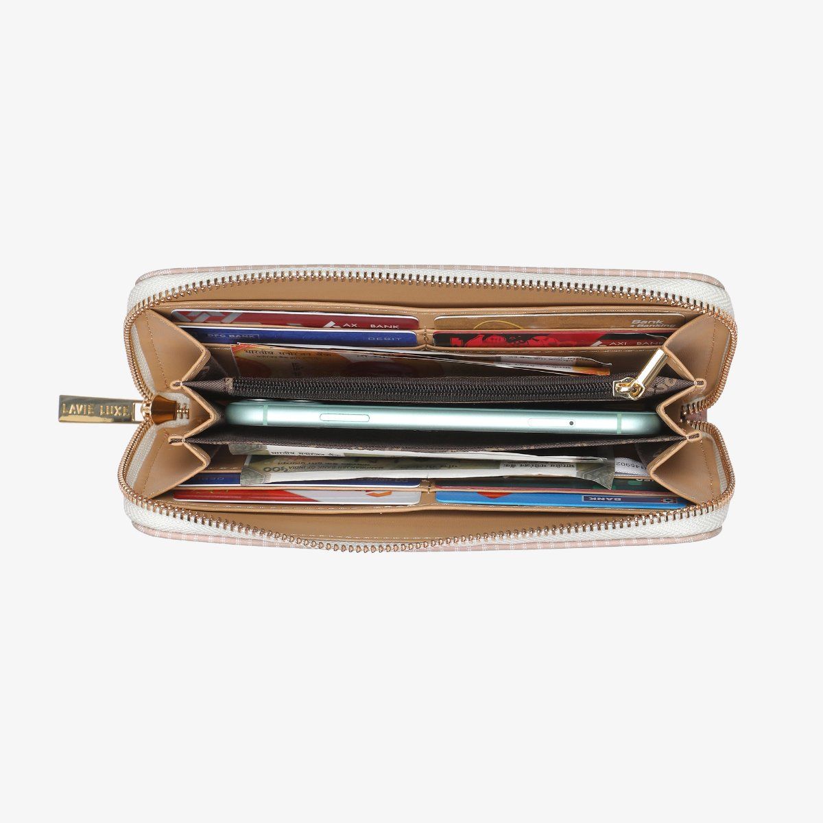 Buy Lavie Luxe Women's Mono Sacy zip wallet (Pink) (L) Online