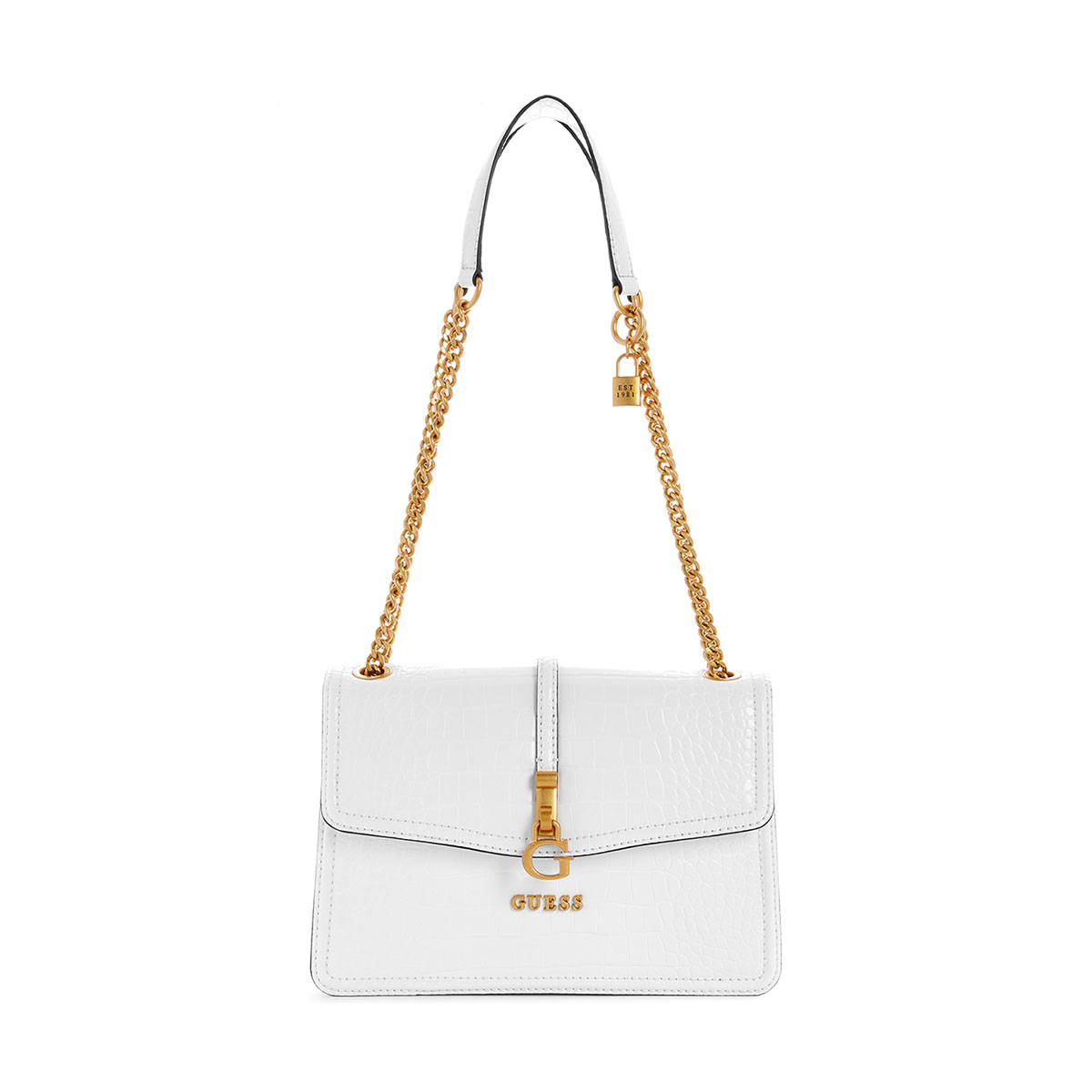 Guess Women White Solid Sling Bag with Detachable Strap