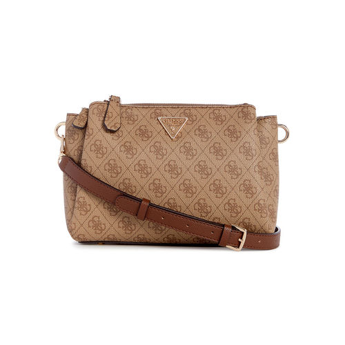 Buy Guess Women Brown Printed Sling Bag with Detachable Strap Online
