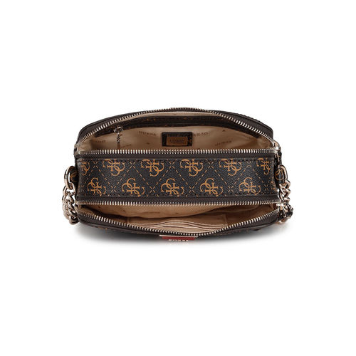 Guess Women Brown Printed Sling Bag with Detachable Strap