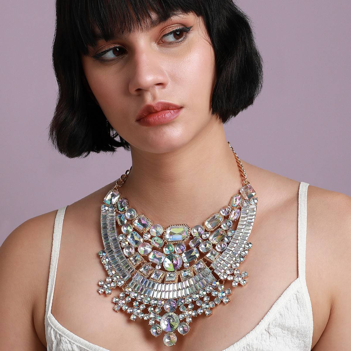SOHI Women Multi-Color Maxi Crystal Necklace
