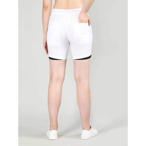 Buy CHKOKKO Solid White Activewear Shorts for Women Online