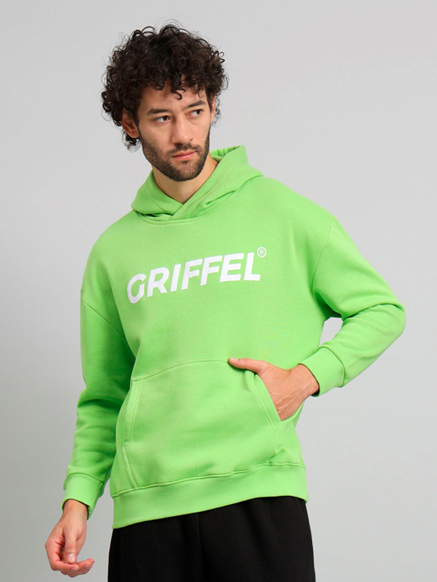 Buy Griffel Mens Oversized Fit Parrot Front Logo Fleece Hoodie Sweatshirt Online