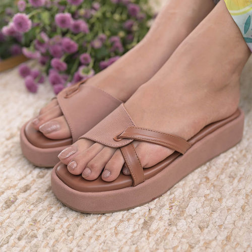 Coral Haze Nude Tan Jacquard Platform Sandals (UK 4)