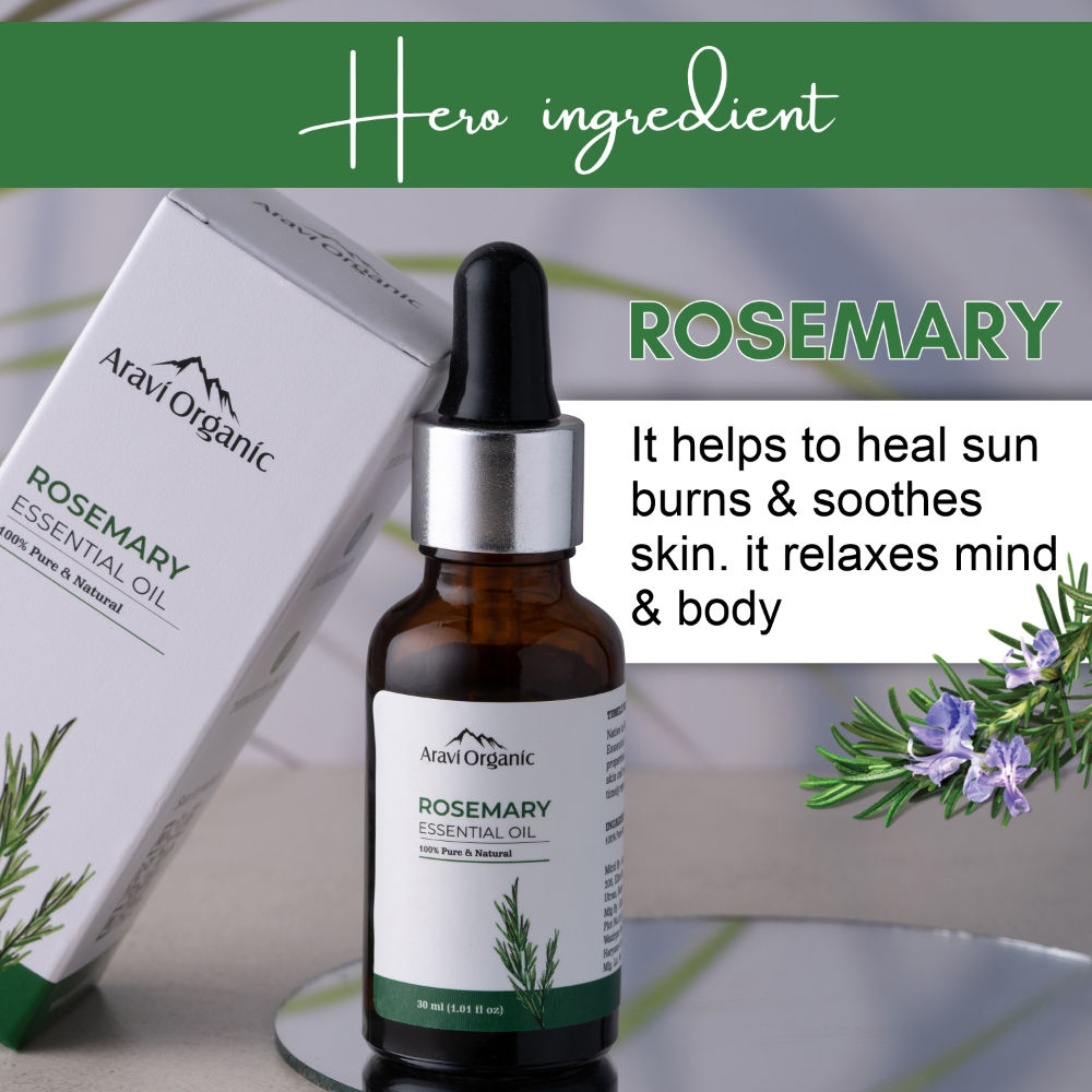 Aravi Organic Rosemary Essential Oil For Hair Growth & Hair Nourish