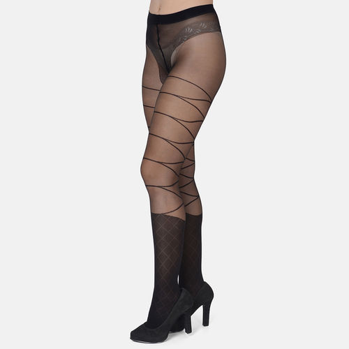Buy Mod & Shy Women Self Design Pantyhose Stockings Black Online