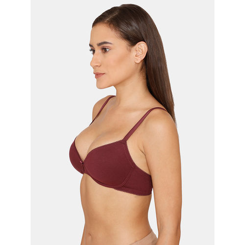 Buy Rosaline Padded Non Wired 3/4th Coverage T-Shirt Bra - Fig Online