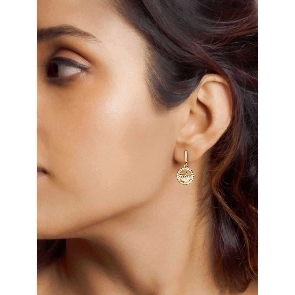 GIVA 925 Sterling Silver Golden Swan Lake Drop Earrings For Girls And