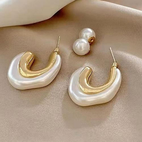 Buy Yellow Chimes Gold Tone Half Moon Shape Hoop Earrings Online