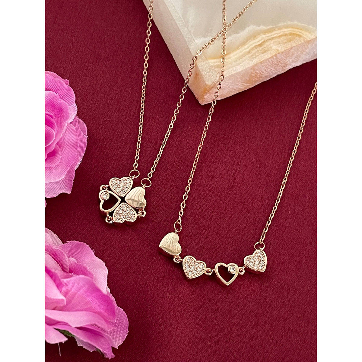 Digital Dress Room (Wear It 2 Ways) Reversible Rose Gold Heart Necklace
