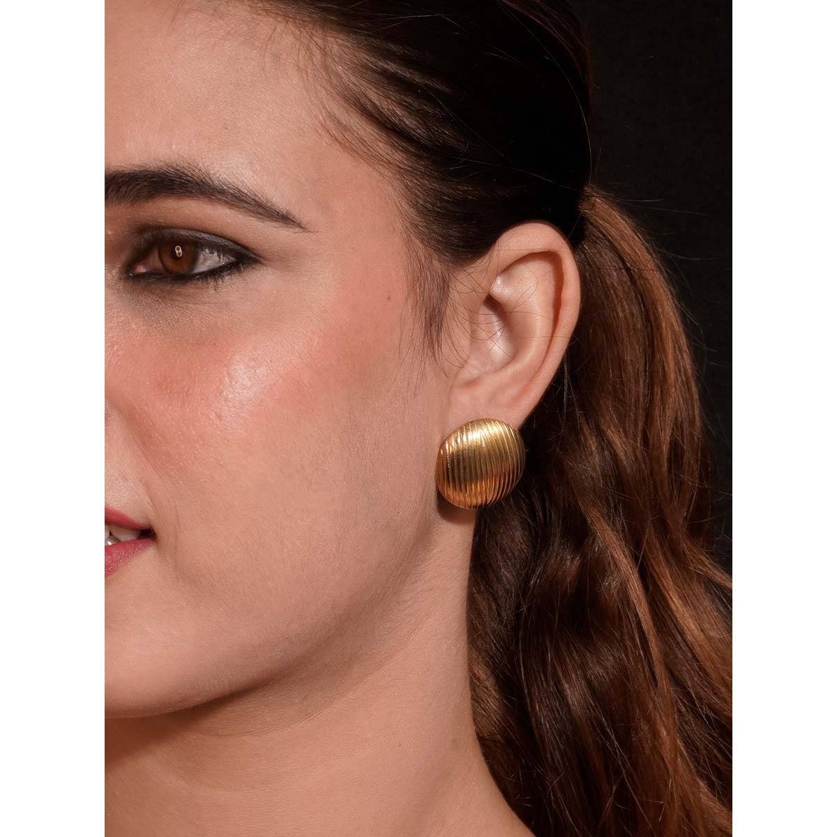 Niscka Vintage Anti-Tarnish Gold-Toned Fancy Stud Earrings