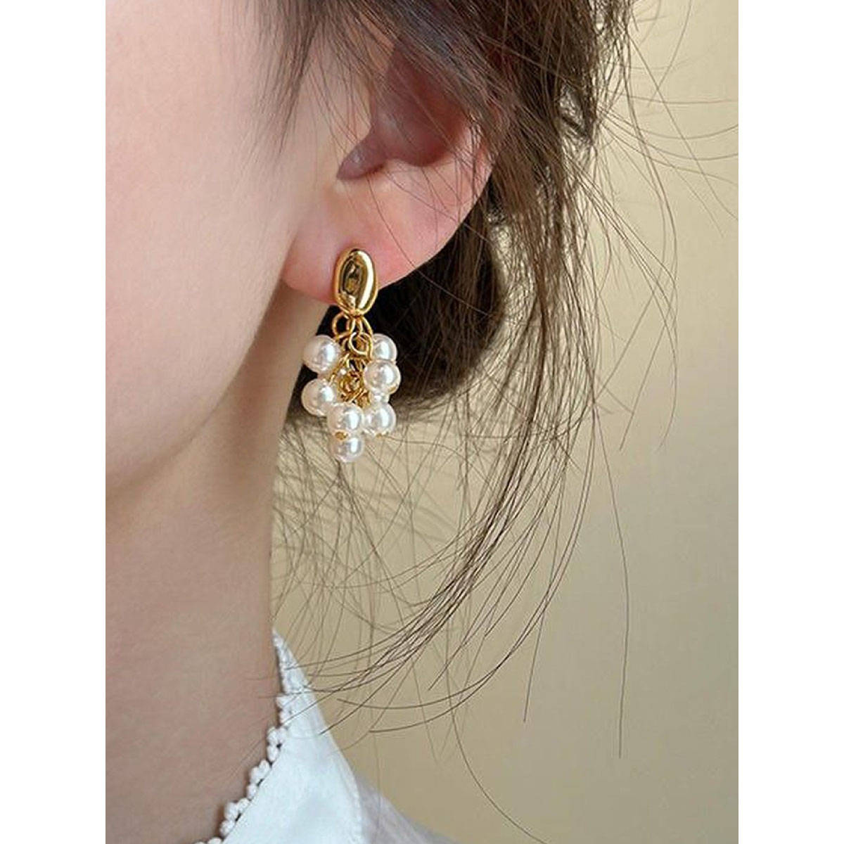 ISHKAARA Gold Plated Cluster Pearl Beaded Drop Earrings for Women Jewellery