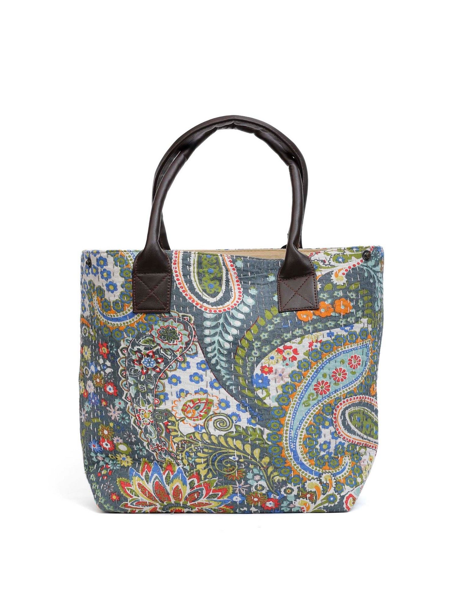 TJORI Bags Amber Blue Kantha Embroidery Tote Bag: Buy TJORI Bags Amber ...