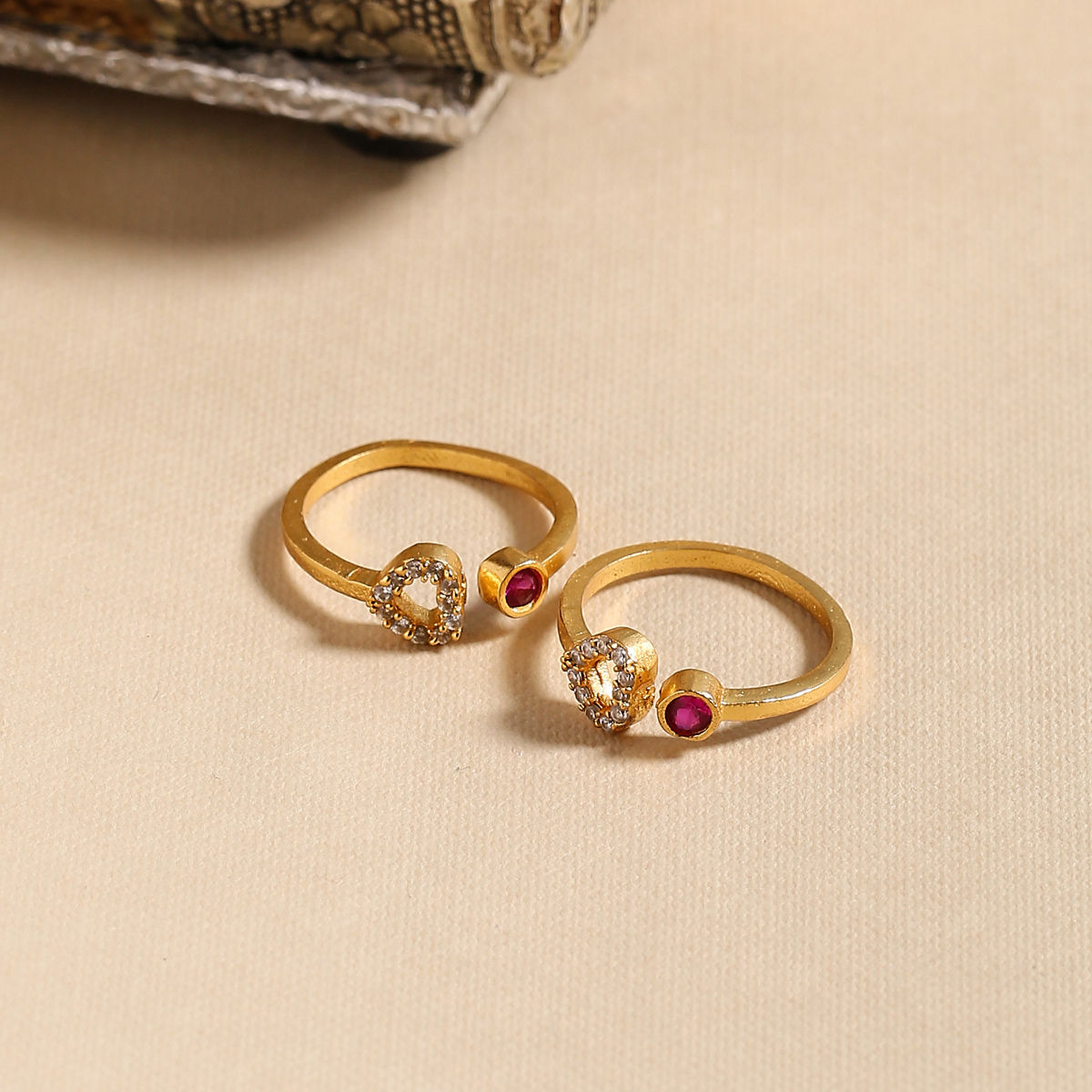 22k Gold Ruby Uncut Diamond Ring | Raj Jewels