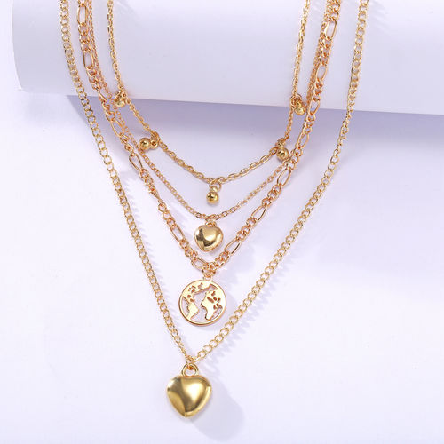 Graceful Lock Heart Triple Chain Necklace – Makers India