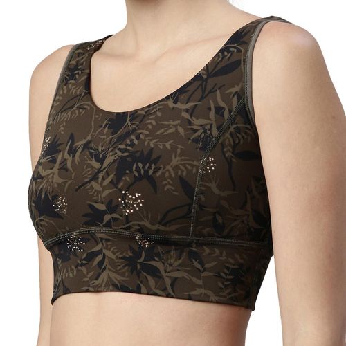 Buy Enamor Athleisure Womens E217-scoop Neck Dry Fit Antimicrobial Longline Sports  Bra Green online