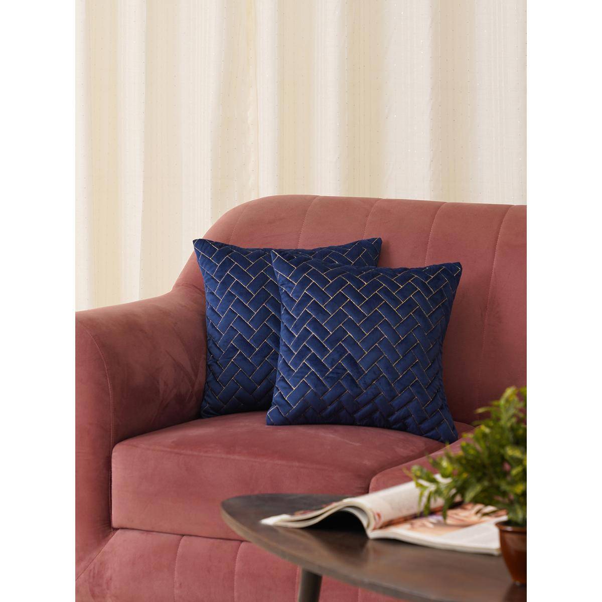 HOME 360 Blue Quad Cushion Covers (Pack of 2)