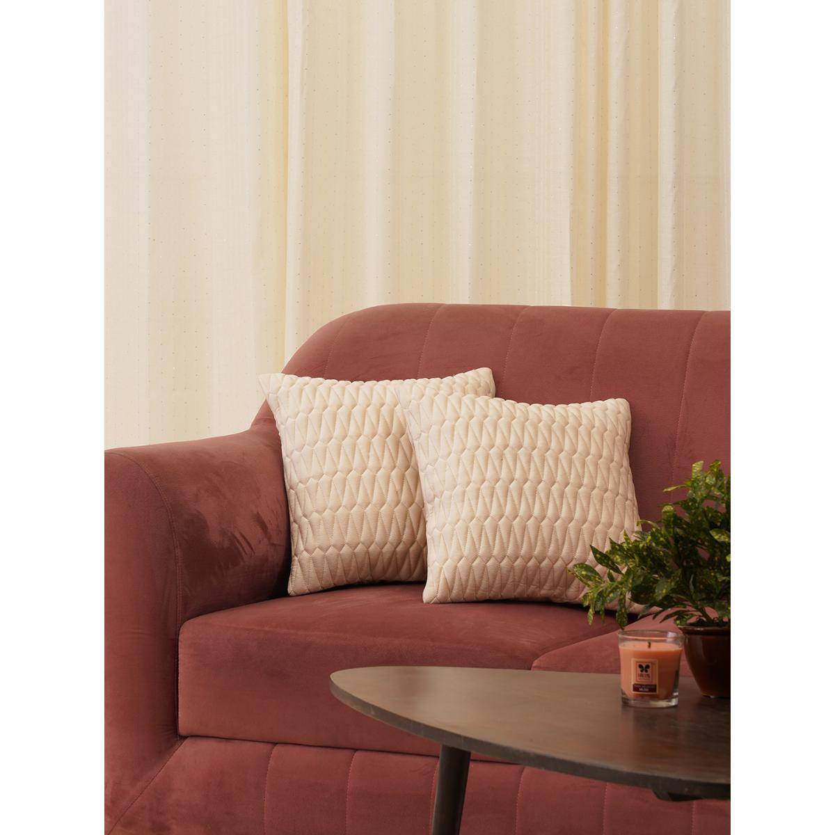 HOME 360 Beige Sapphire Cushion Covers (Pack of 2)