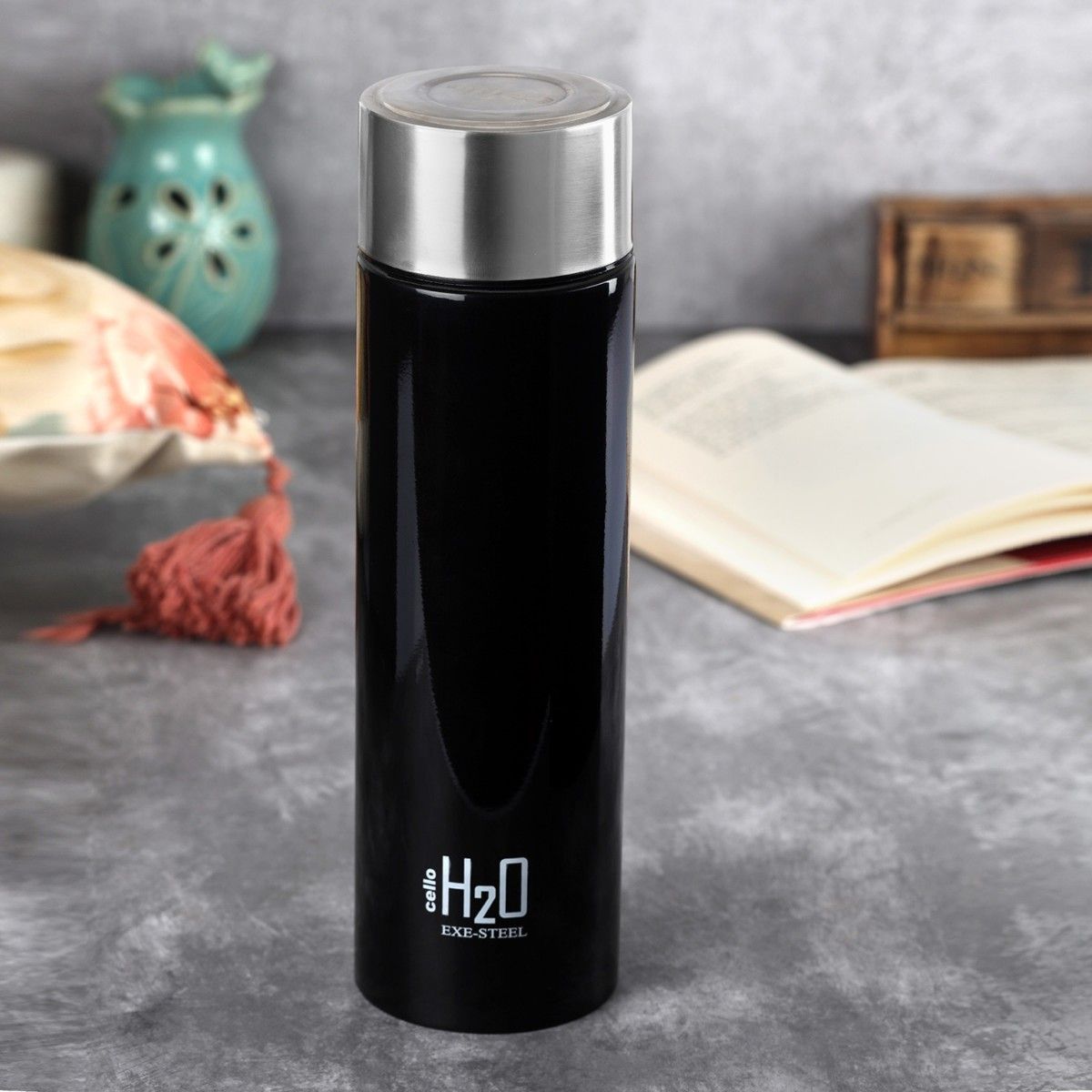 Buy Cello H2O Glass Fridge Water Bottle - Black Online at Best