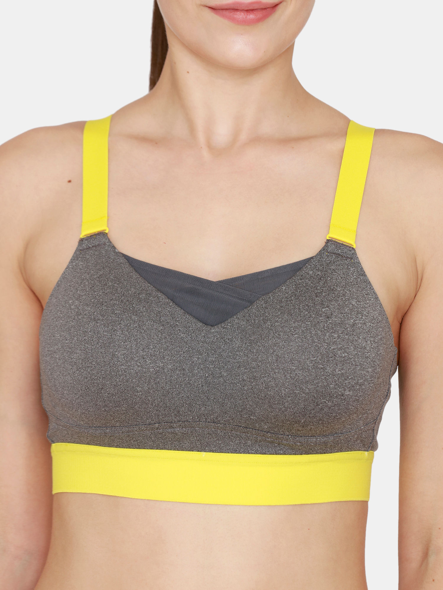 Zelocity High Impact Padded Sports Bra Mid Grey Heather Buy Zelocity