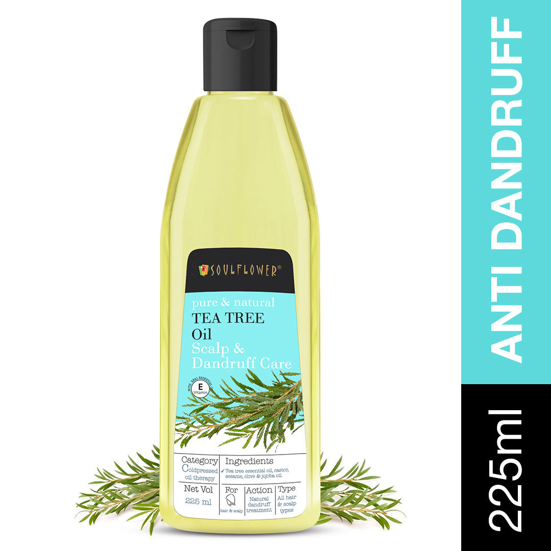 Soulflower Tea Tree Anti Dandruff Hair Treatment Oil For Dry & Frizzy Hair, Castor Olive Oil