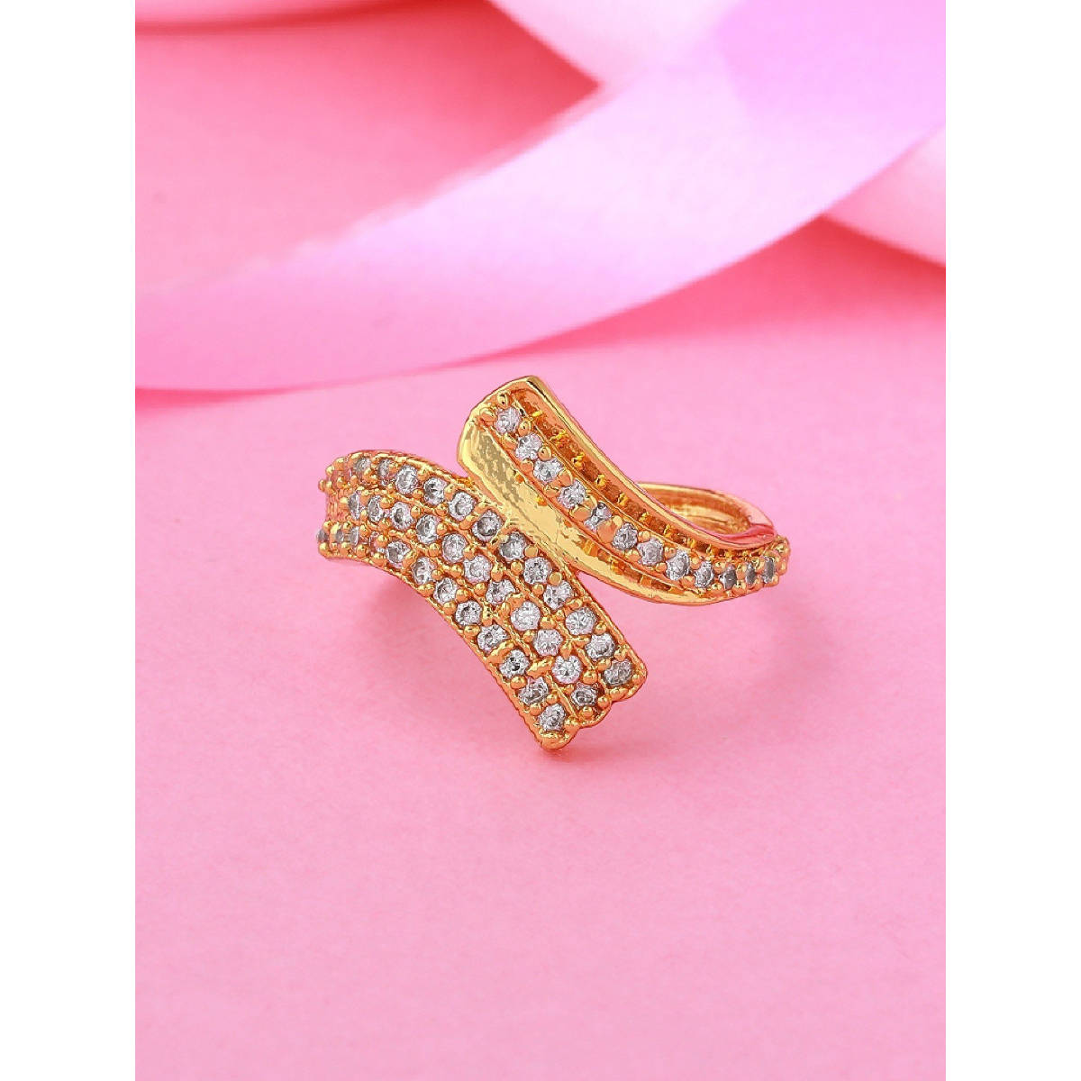 Estele Gold Plated CZ Marvelous Designer Ring for Women