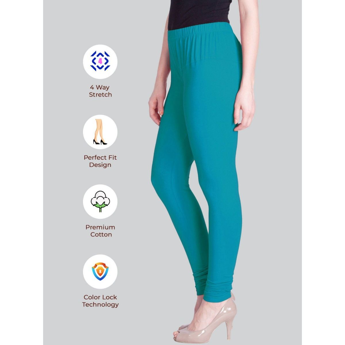 Buy Lyra Aqua Blue Churidar Leggings Online