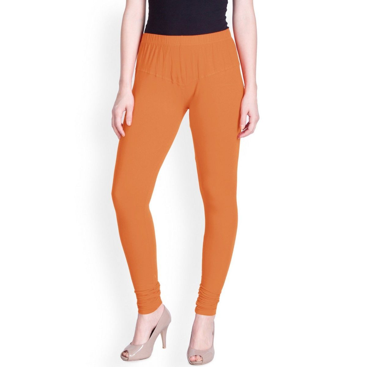 Lyra Orange Free Size Churidar Leggings - LYRA - 4057687