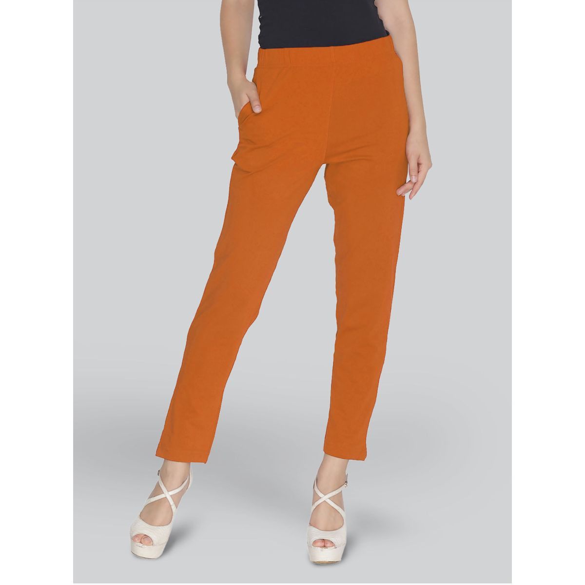 Linen-blend tailored trousers - Orange - Ladies | H&M IN