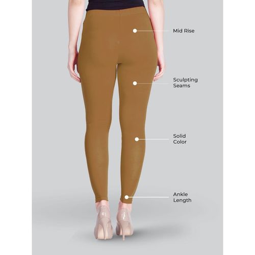 Lyra Beige Cotton Ankle Length Leggings