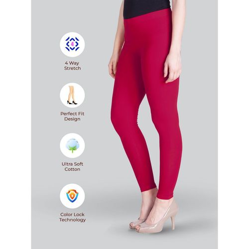 Buy Lyra Women Solid Premium Cotton Ankle Length Mid Waist Leggings Magenta  online