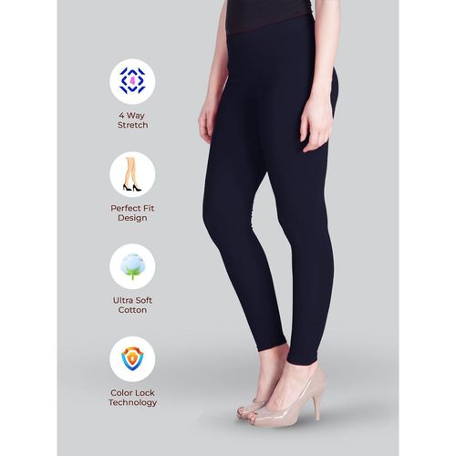 Buy Lyra Women Solid Premium Cotton Ankle Length Mid Waist Leggings Navy  Blue Online