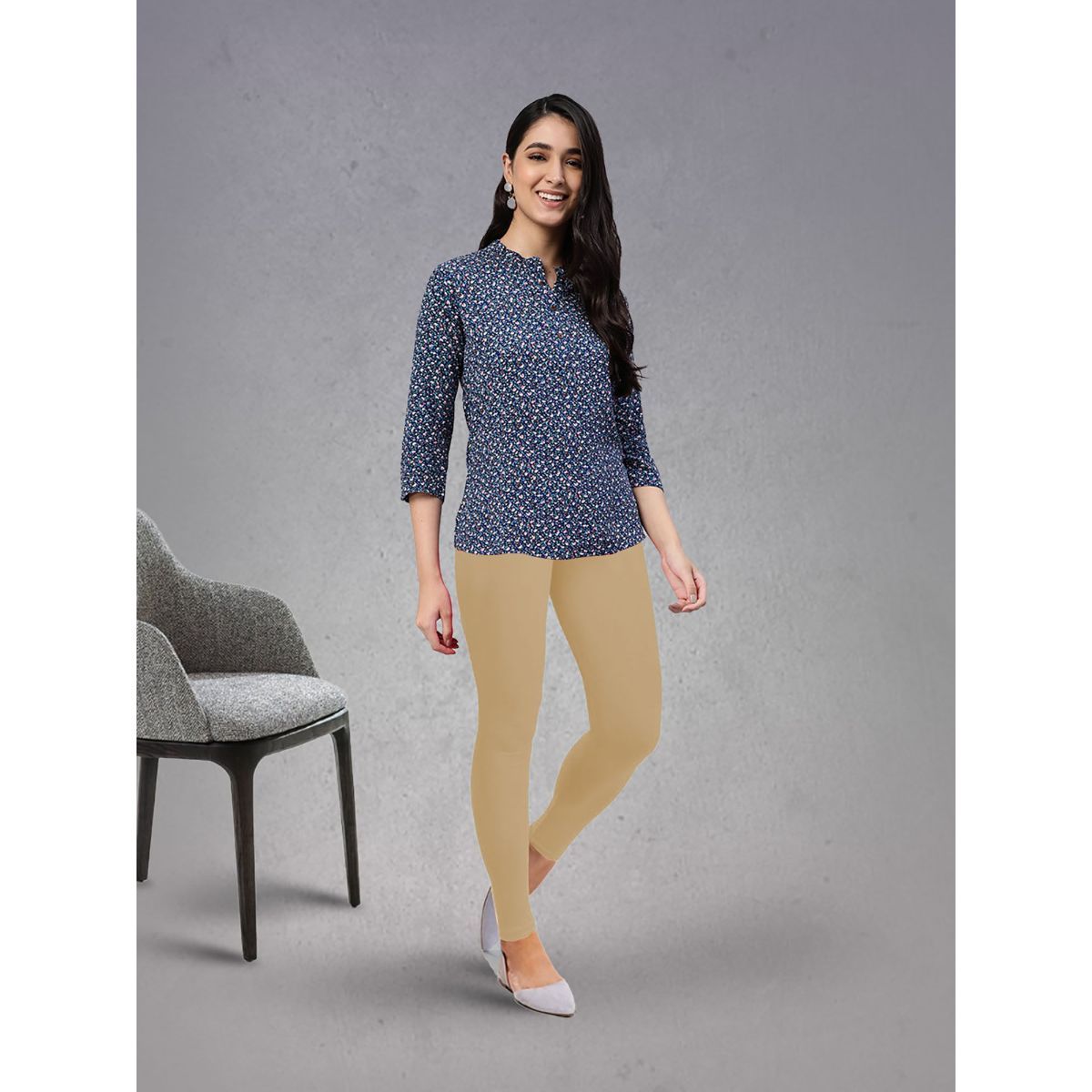 Buy Lyra Women Solid Premium Cotton Ankle Length Mid Waist Leggings Gold  Online