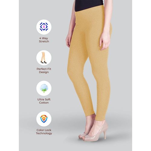 Buy Lyra Women's Beige solid Ankle Leggings Online at Best Prices