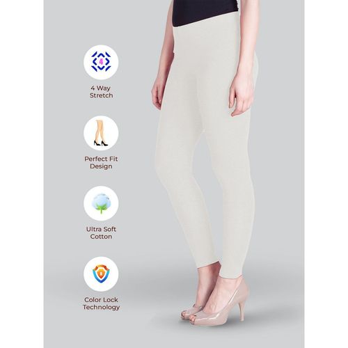 Buy Lyra Women's Cream solid Ankle Leggings Online at Best Prices