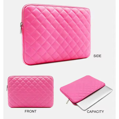 ABELARDO DE MODA Pink Textured Leather 14 Inch Laptop Sleeve